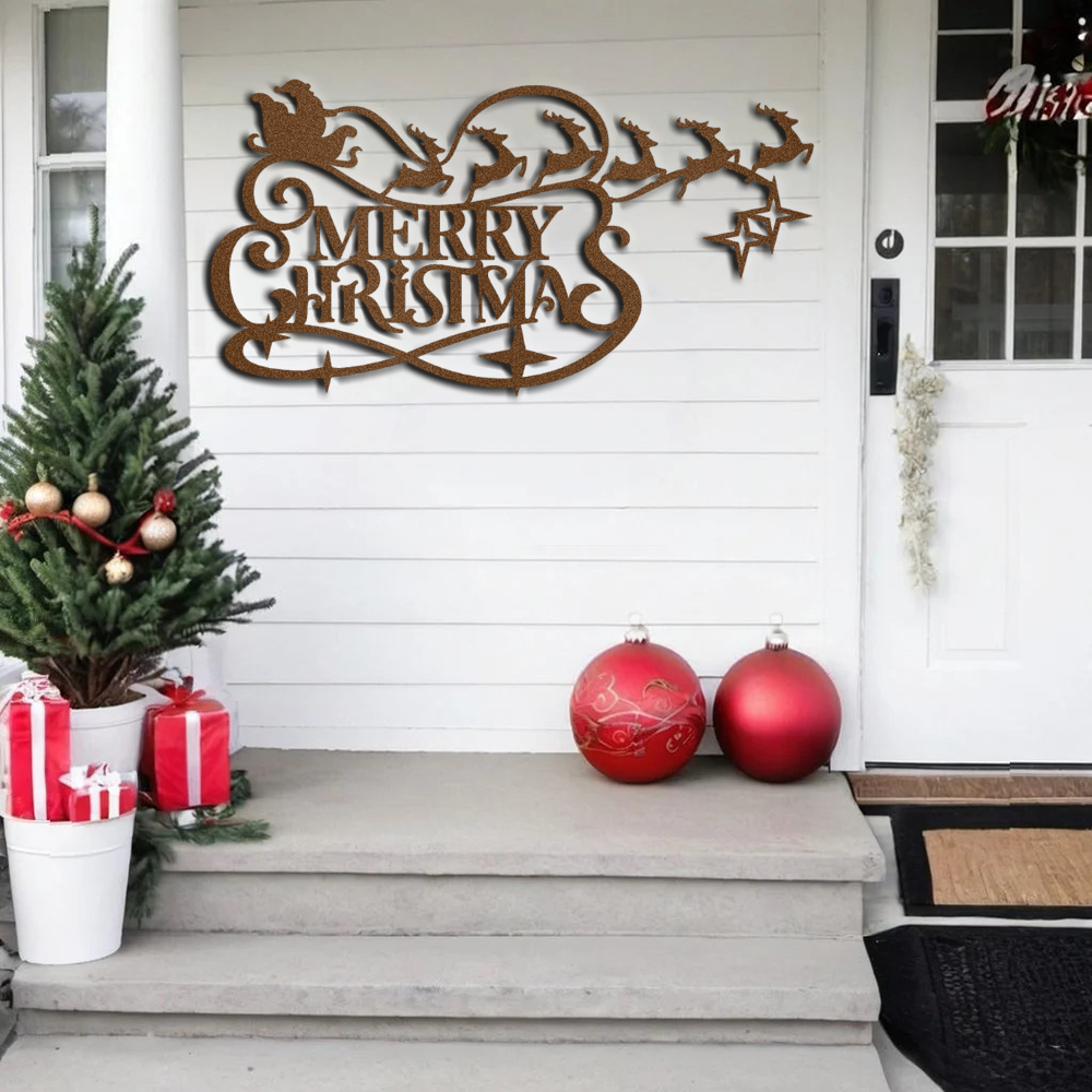 Merry-christmas-santa-guiding-his-sleigh-decorative-metal-sign