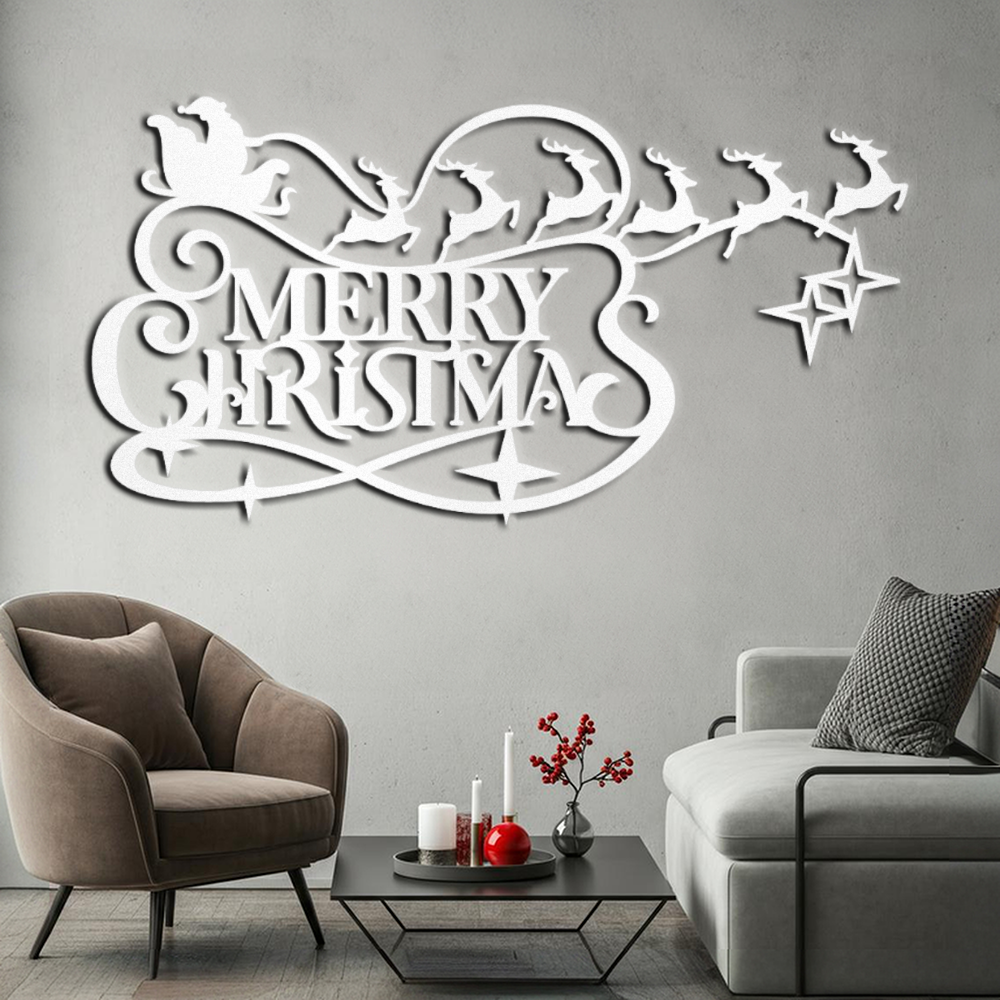 Merry-christmas-santa-guiding-his-sleigh-decorative-metal-sign