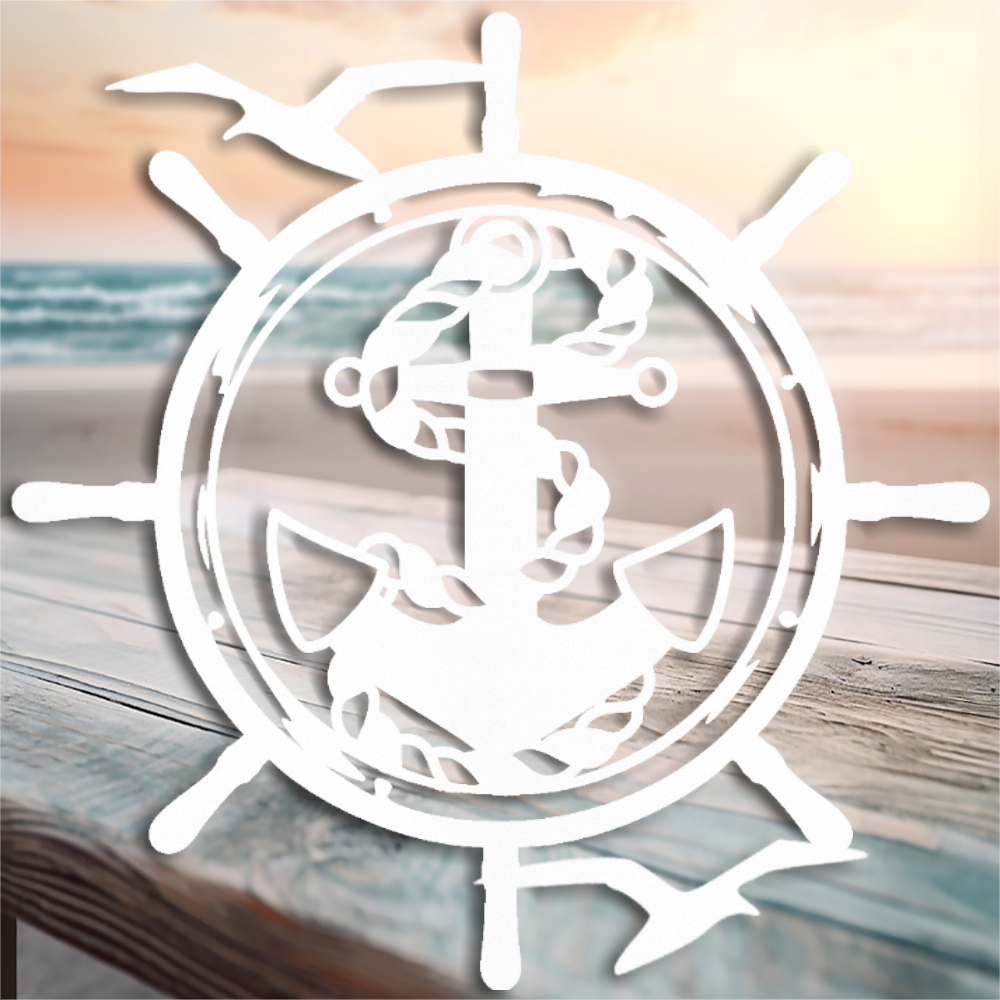 Metal Nautical Decor - Vintage Ship's Wheel and Anchor Wall Art