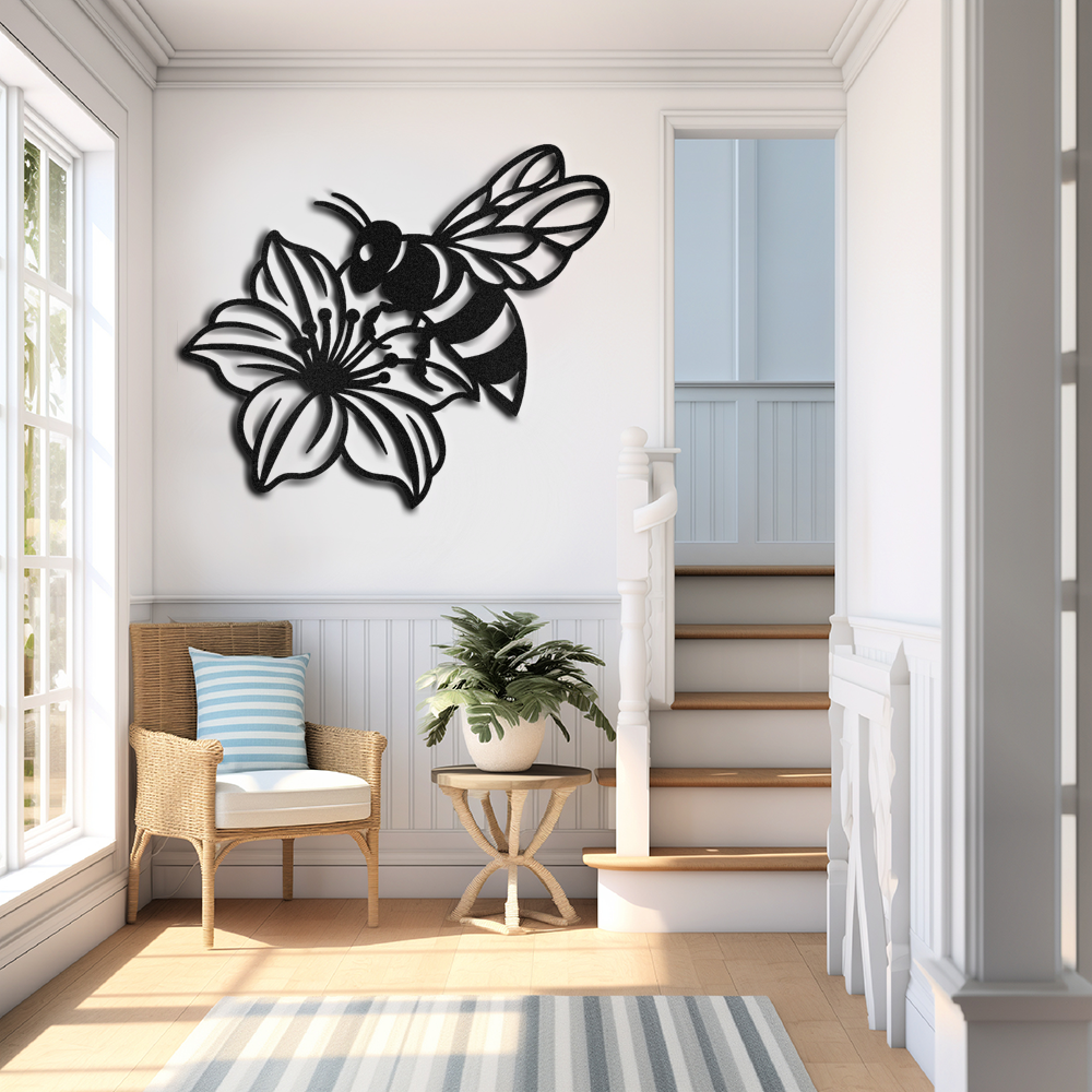 bee-pollinating-a-flower-decorative-metal-sign