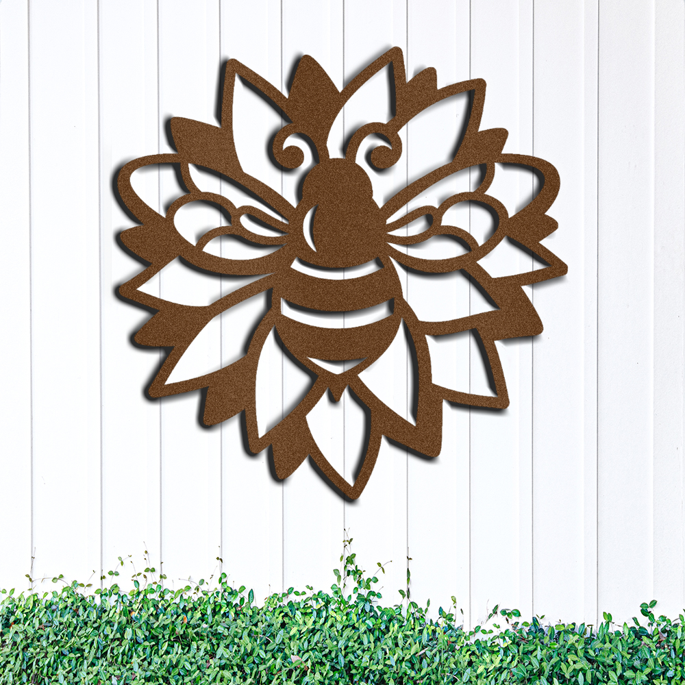 Bee on a Sunflower, decorative metal wall art