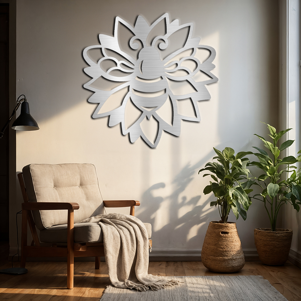 Bee on a Sunflower, decorative metal wall art