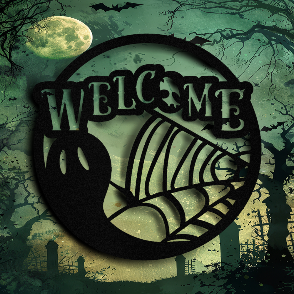 cobweb-ghost-holloween-welcome-sign