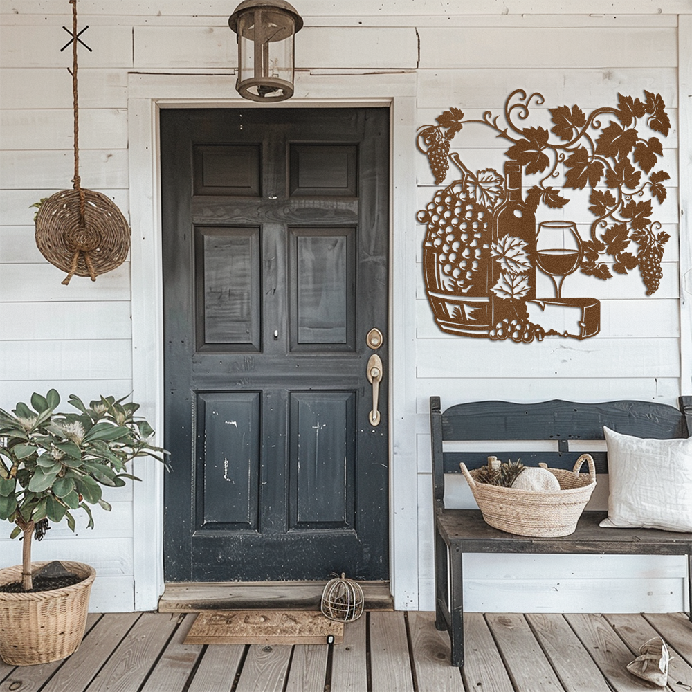 Vineyard Inspired Metal Wall Art - Elegant Grapevine Design for Wine Lovers