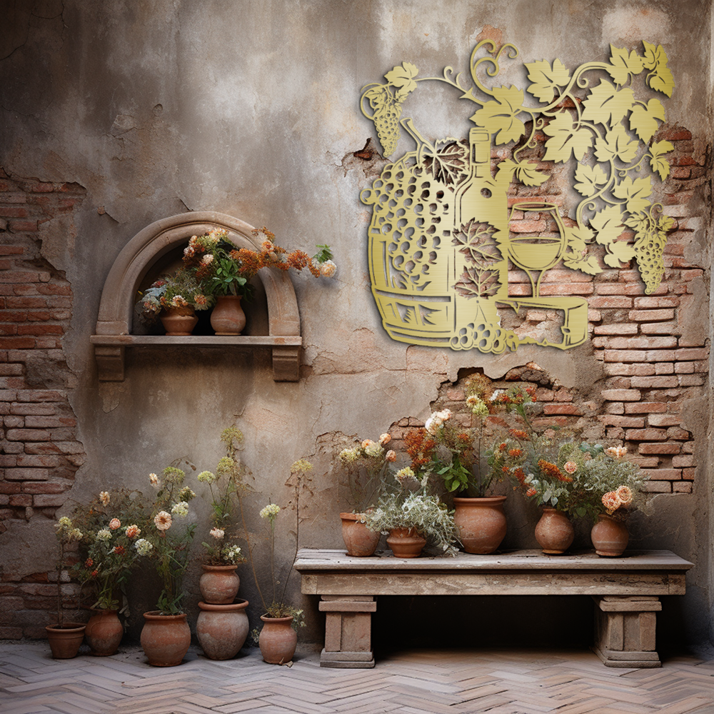 Vineyard Inspired Metal Wall Art - Elegant Grapevine Design for Wine Lovers
