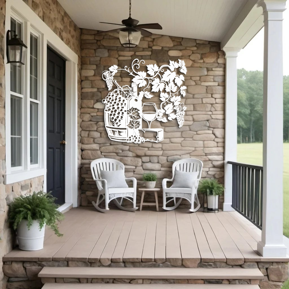 Vineyard Inspired Metal Wall Art - Elegant Grapevine Design for Wine Lovers