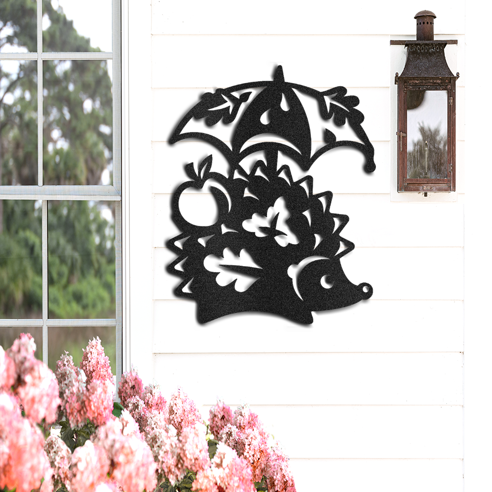 hedgehog-under-an-umbrella-metal-decorative-sign