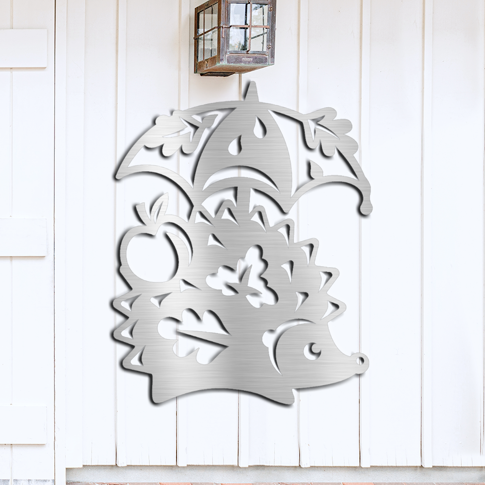 hedgehog-under-an-umbrella-metal-decorative-sign