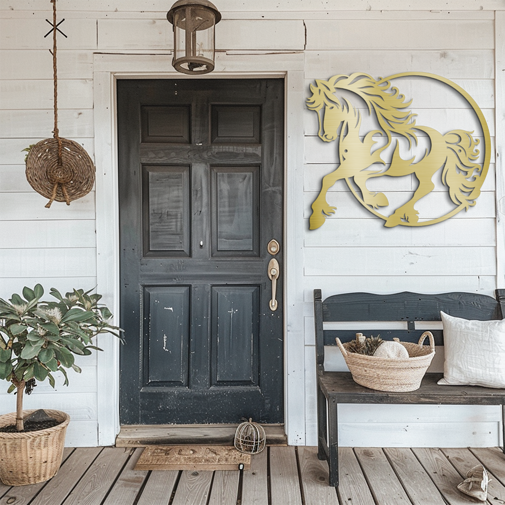 Elegant Metal Wall Art - Majestic Horse Jumping Through a Hoop