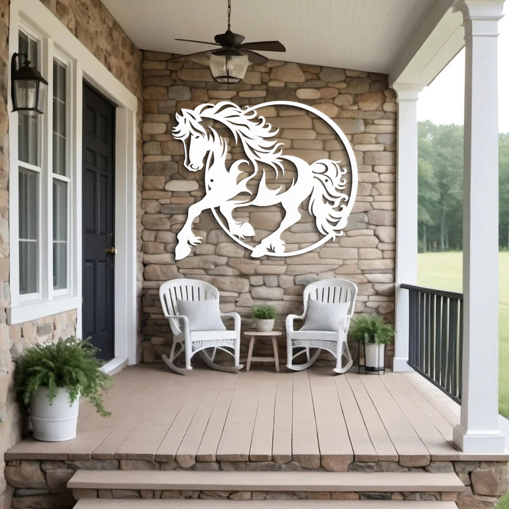 Elegant Metal Wall Art - Majestic Horse Jumping Through a Hoop