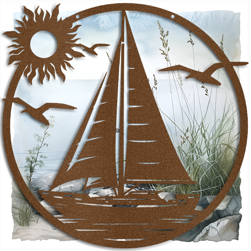 Nautical Elegance Metal Wall Art - Sailing Sailboat Decor