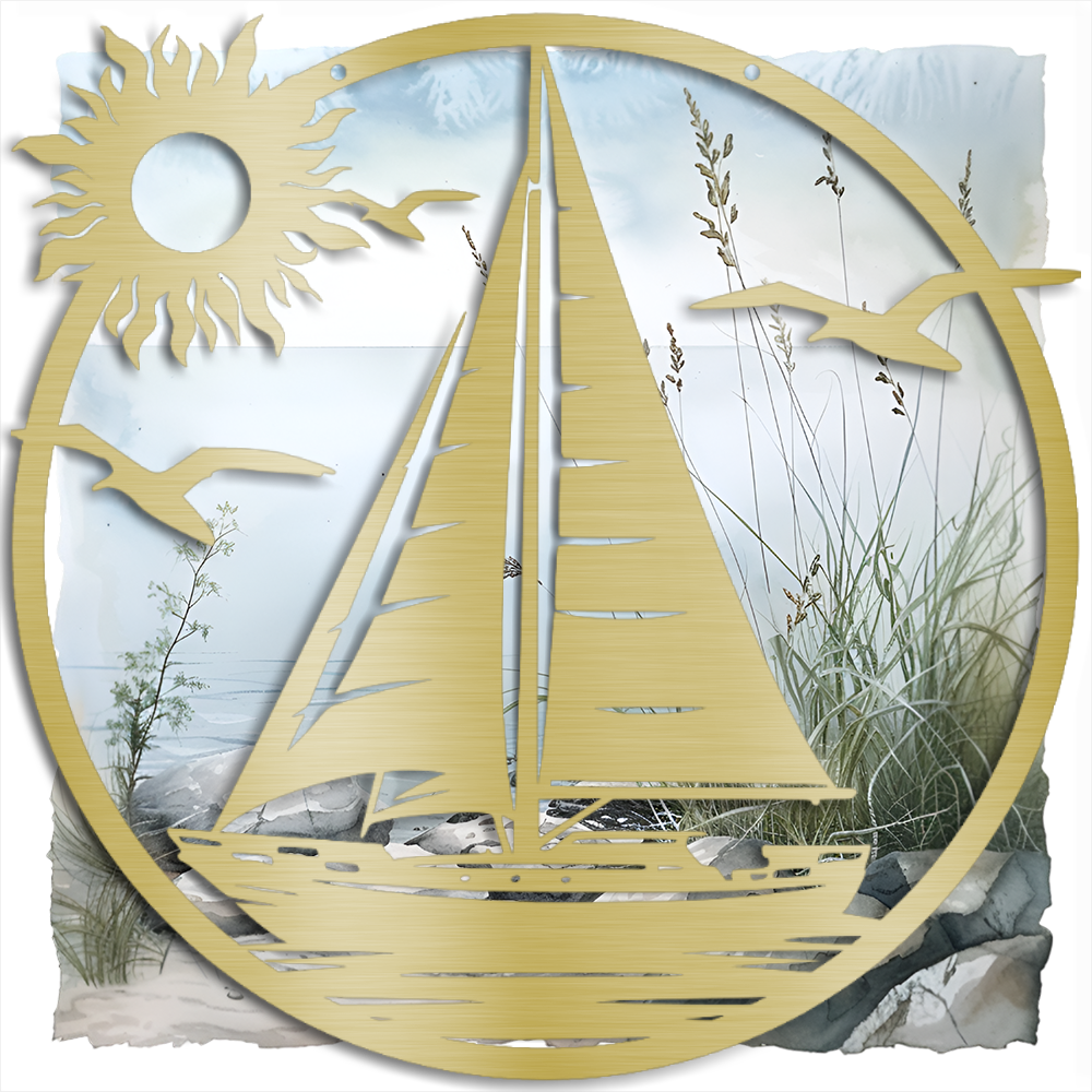 Nautical Elegance Metal Wall Art - Sailing Sailboat Decor