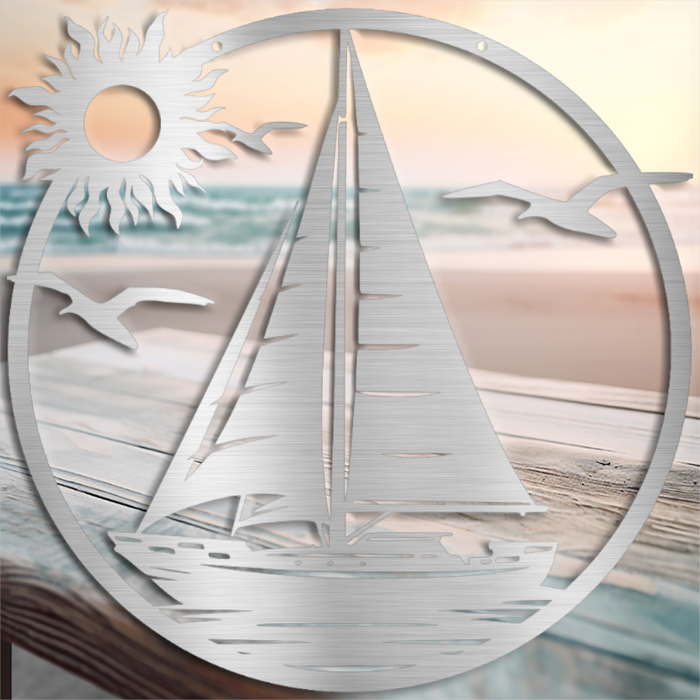 Nautical Elegance Metal Wall Art - Sailing Sailboat Decor