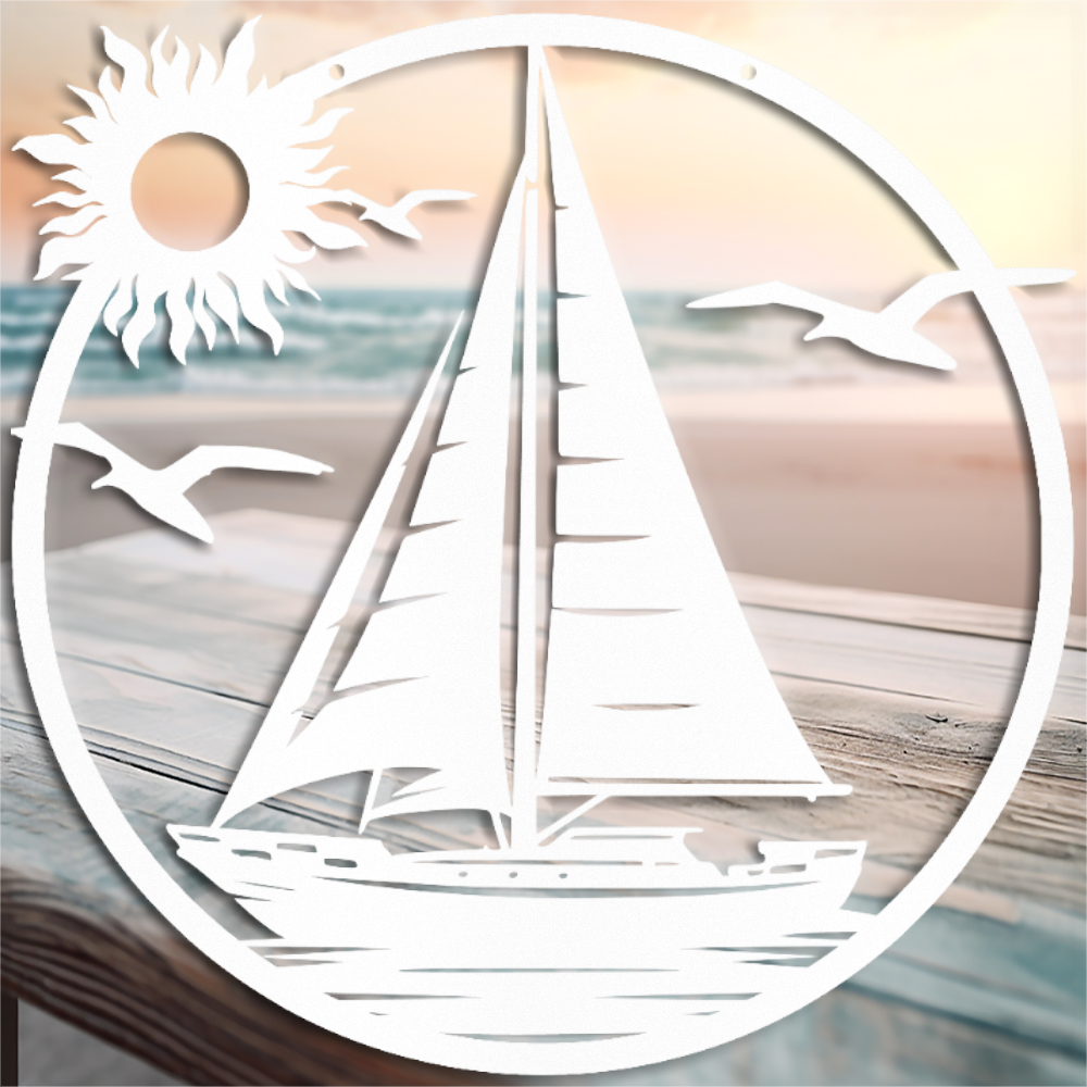 Nautical Elegance Metal Wall Art - Sailing Sailboat Decor