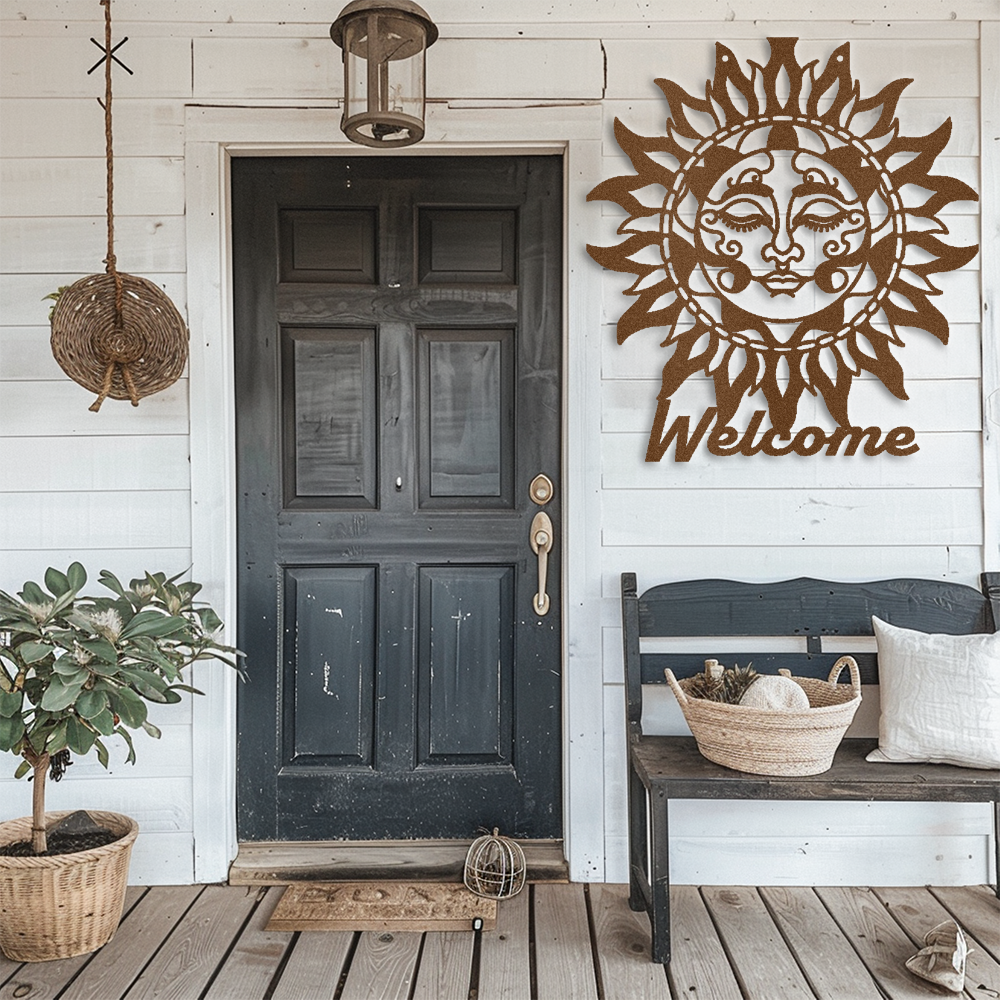 "Tribal Sun Metal Wall Art: A Warm Welcome to Your Home"