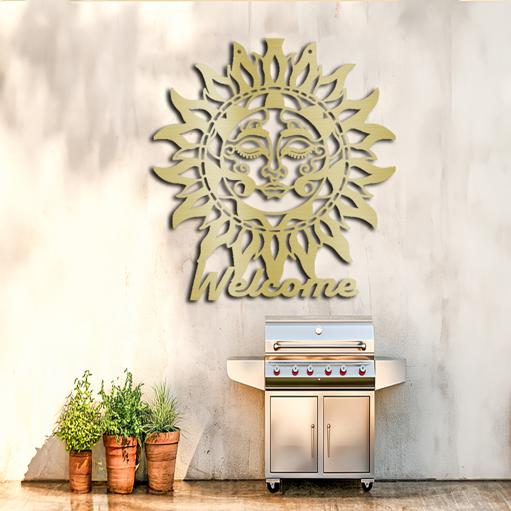 "Tribal Sun Metal Wall Art: A Warm Welcome to Your Home"