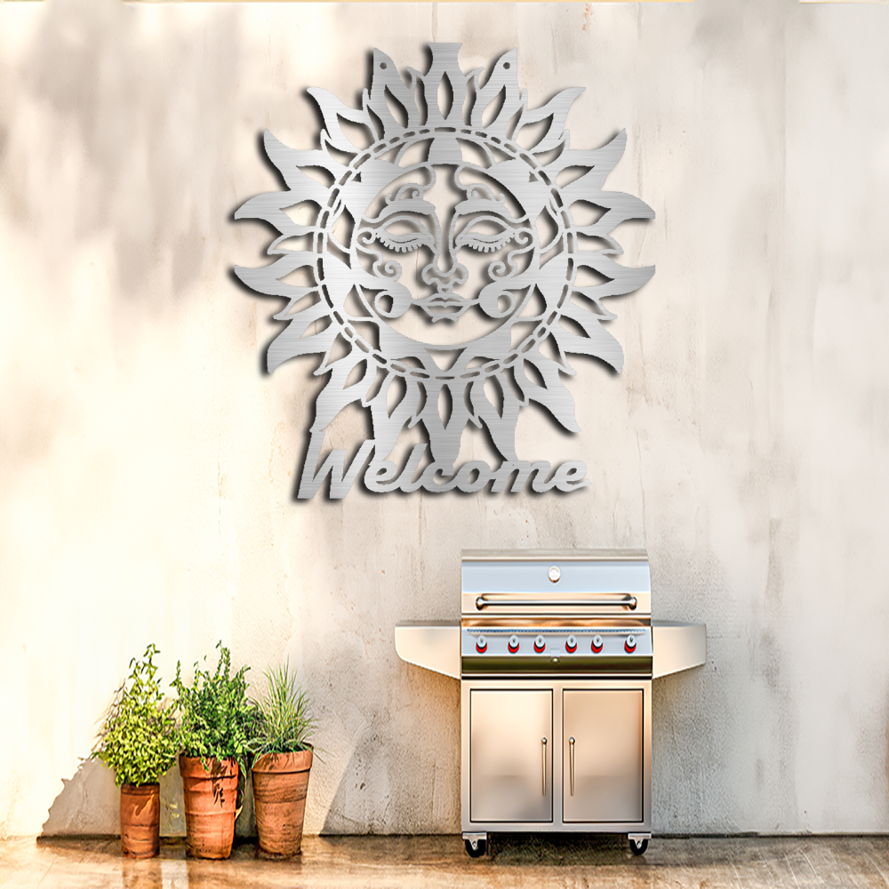 "Tribal Sun Metal Wall Art: A Warm Welcome to Your Home"
