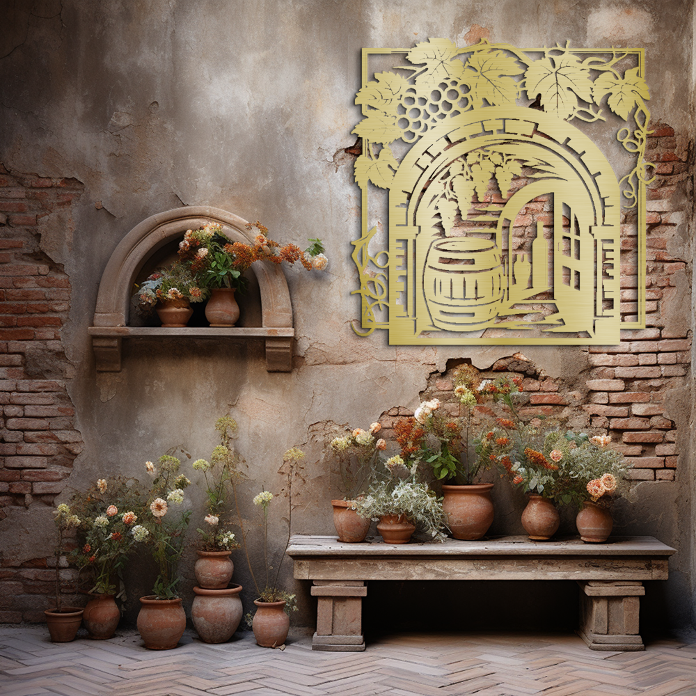 Exquisite Vineyard Wine Cellar Metal Wall Art for Indoor and Outdoor Decor