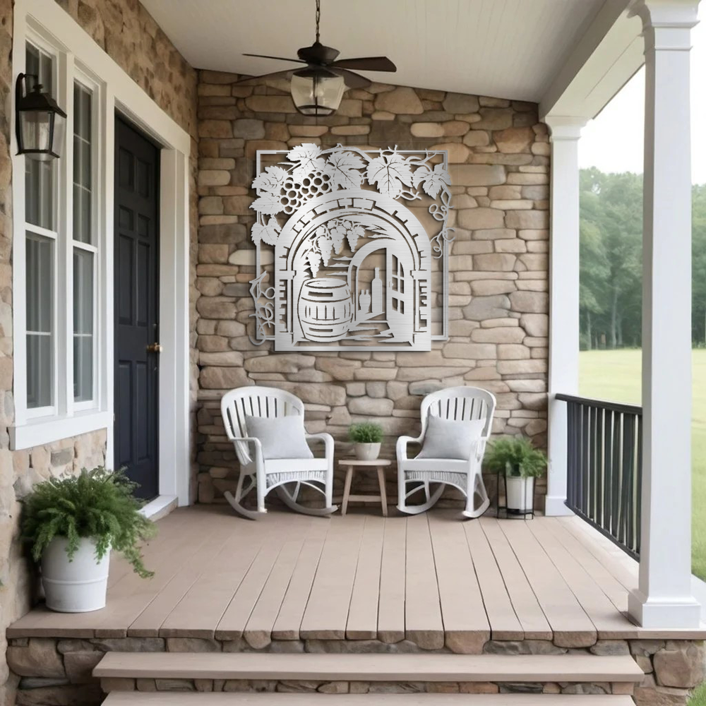 Exquisite Vineyard Wine Cellar Metal Wall Art for Indoor and Outdoor Decor