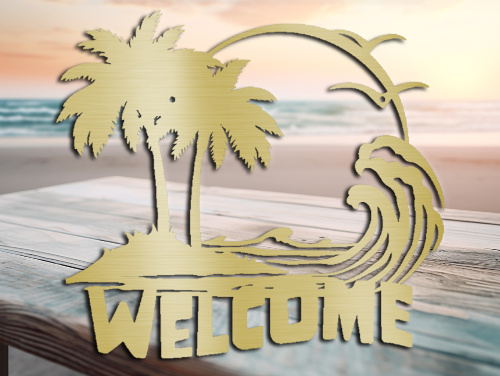 Riding the Waves Metal Welcome Sign - Perfect Indoor/Outdoor Beachy House Warming Gift