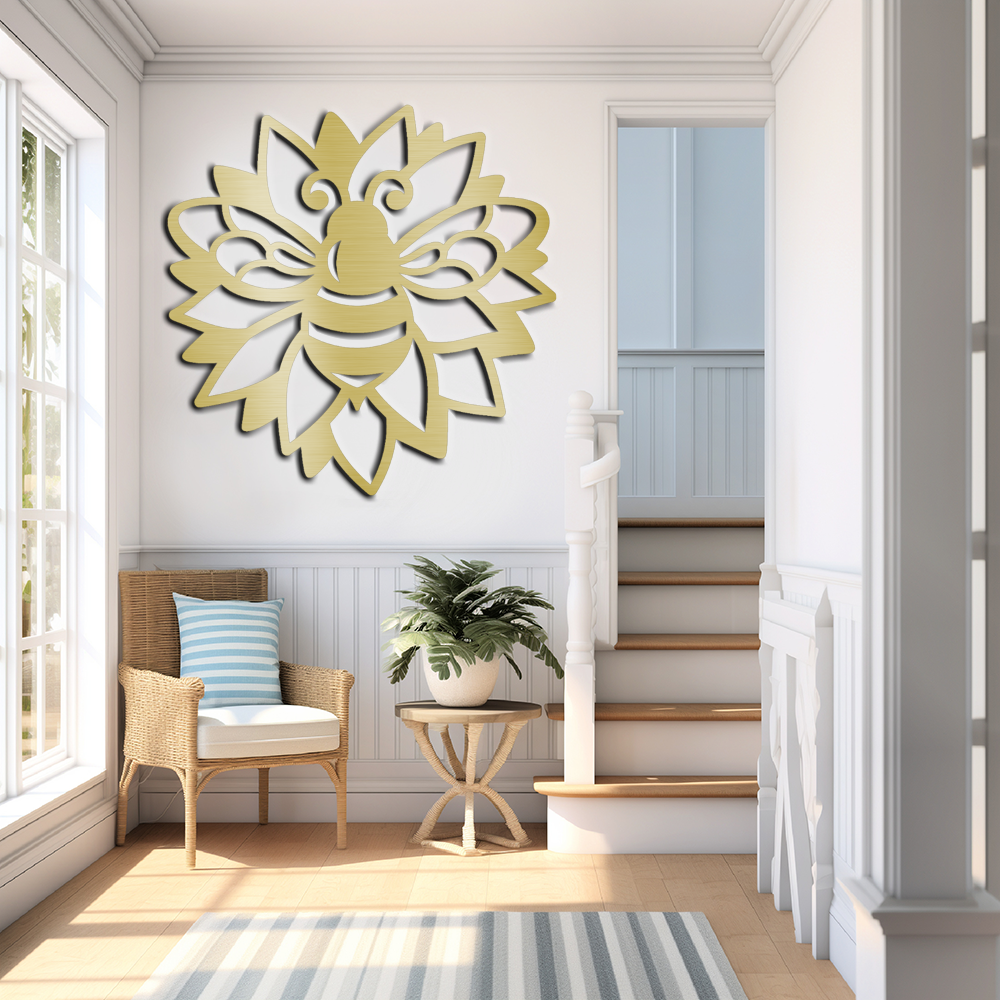 Bee on a Sunflower, decorative metal wall art