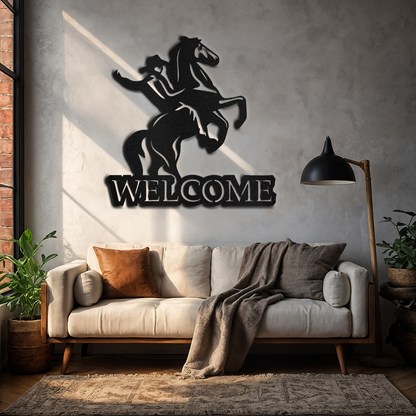 cowboy-riding-a-horse-welcome-sign