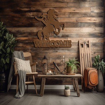 cowboy-riding-a-horse-welcome-sign