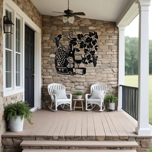 Vineyard Inspired Metal Wall Art - Elegant Grapevine Design for Wine Lovers