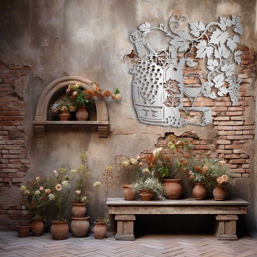 Vineyard Inspired Metal Wall Art - Elegant Grapevine Design for Wine Lovers