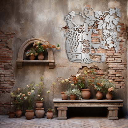 Vineyard Inspired Metal Wall Art - Elegant Grapevine Design for Wine Lovers