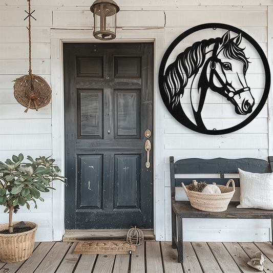 Regal Horses Head Metal Wall Art - A Homage to Rancher Spirit and Stable Grace