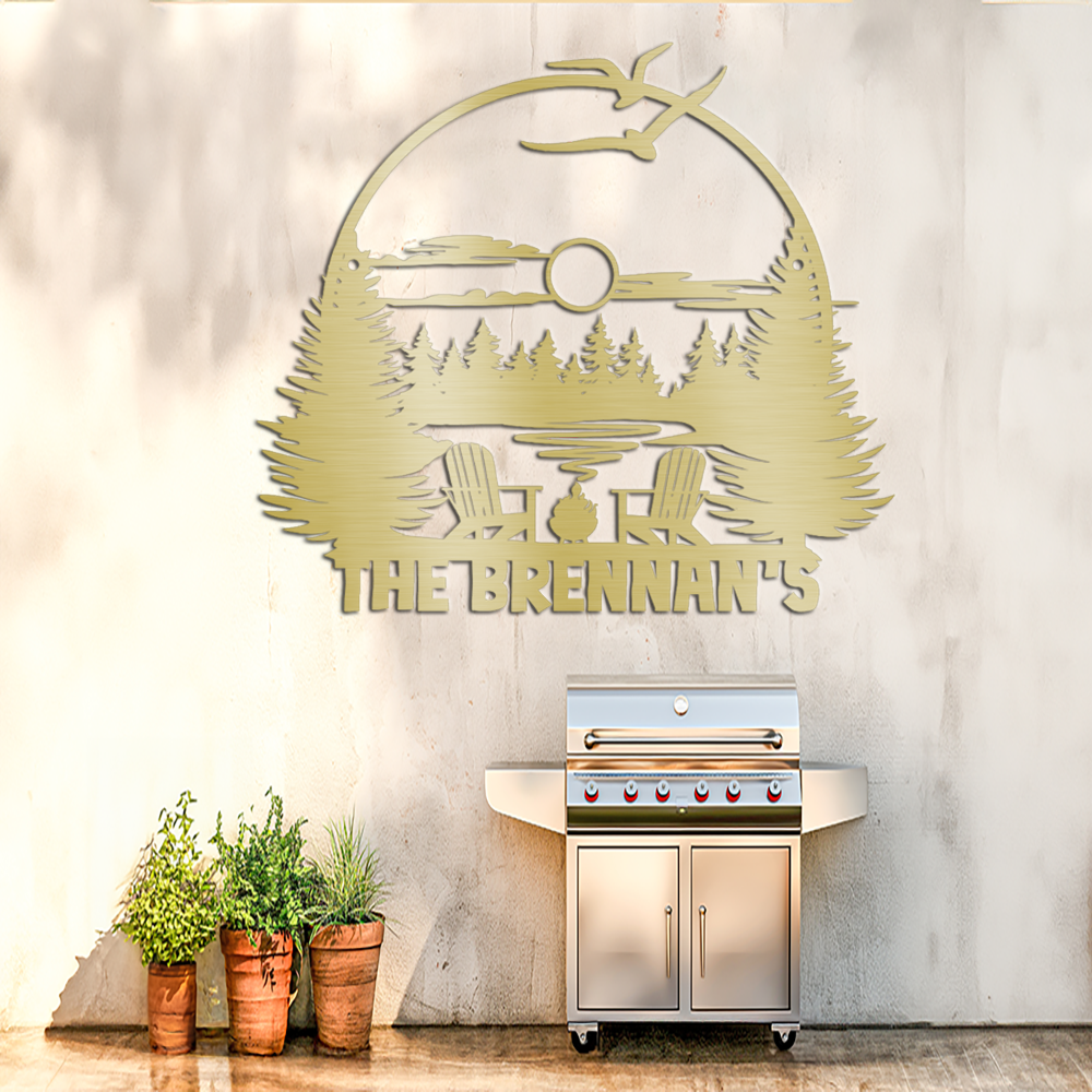 Lake Scene-Campfire Sign-Campsite Decor, Lake House Sign, Personalized Camper Sign, Outdoor or Indoor.