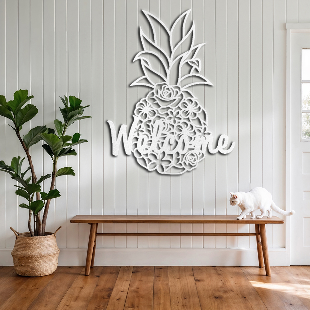 "Welcome Your Guests with Stunning Metal Wall Art | Pineapple Welcome Sign"