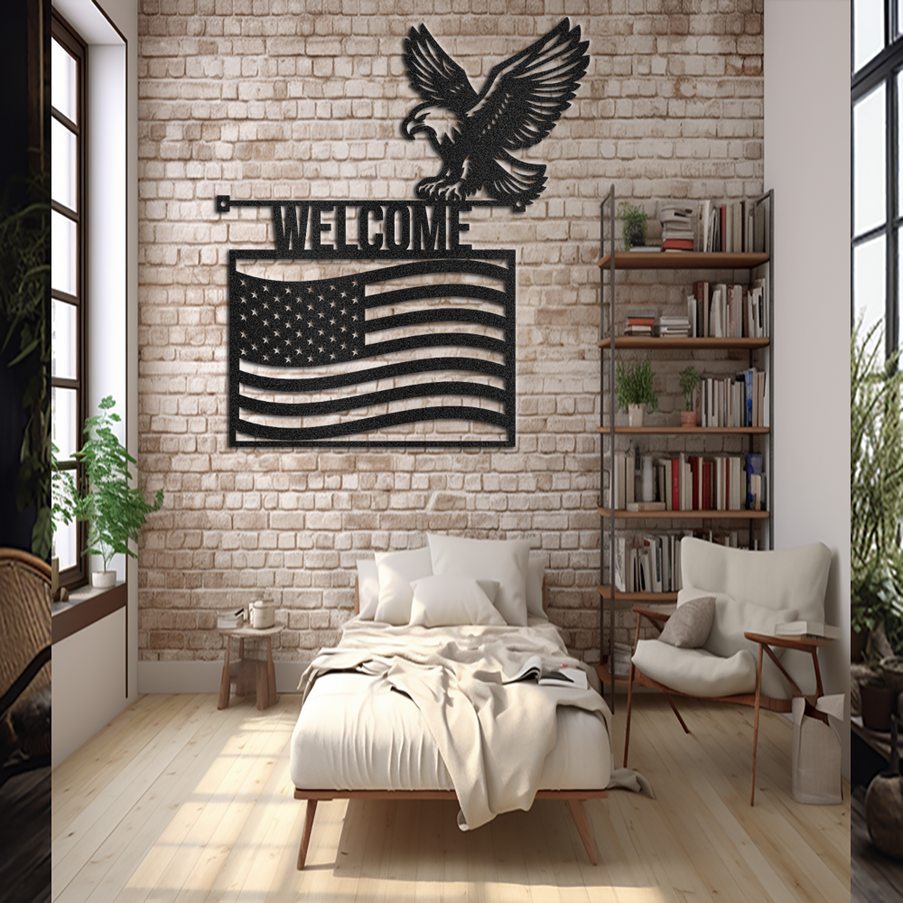 patriotic-American eagle-American flag