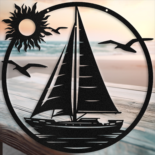 Nautical Elegance Metal Wall Art - Sailing Sailboat Decor