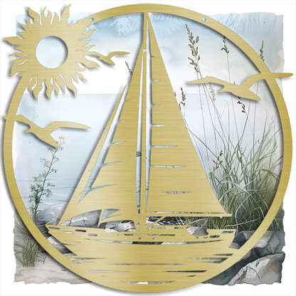 Nautical Elegance Metal Wall Art - Sailing Sailboat Decor