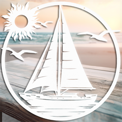 Nautical Elegance Metal Wall Art - Sailing Sailboat Decor