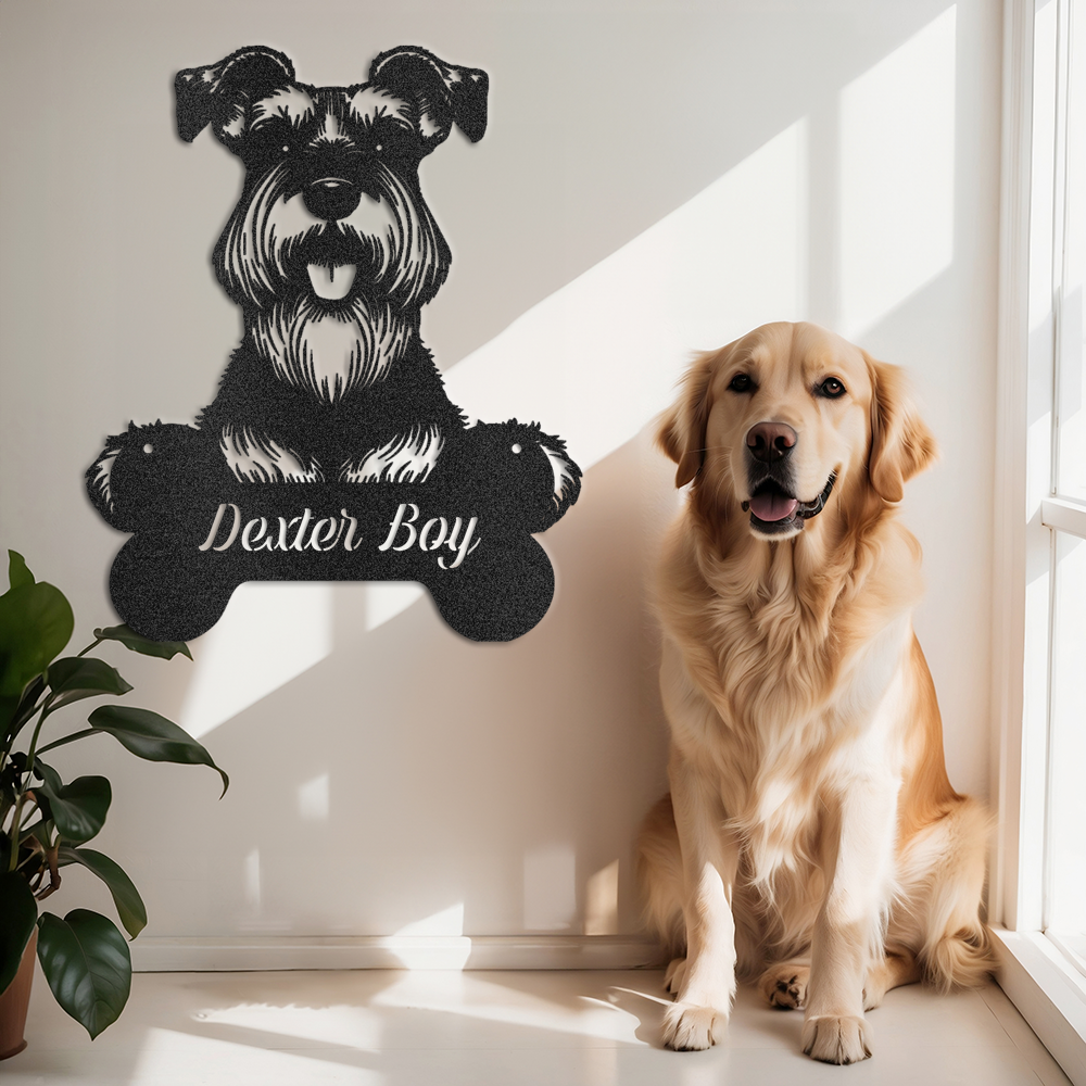 schnauzer-dog-bone-customize-metal-sign