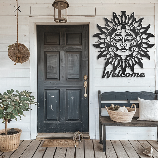 "Tribal Sun Metal Wall Art: A Warm Welcome to Your Home"