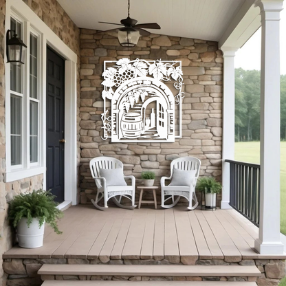 Exquisite Vineyard Wine Cellar Metal Wall Art for Indoor and Outdoor Decor