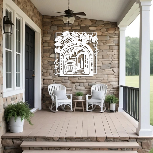 Exquisite Vineyard Wine Cellar Metal Wall Art for Indoor and Outdoor Decor